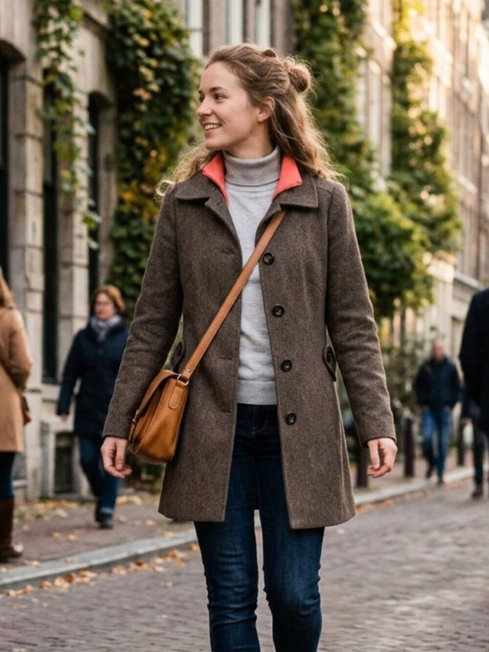 H&M Brown Tweed Pea Coat